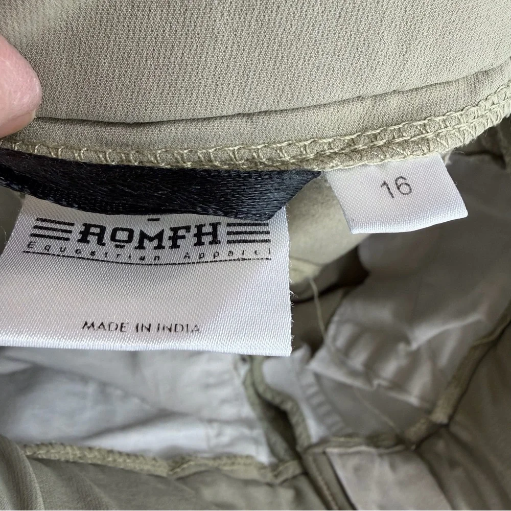Romfh Sarafina knee patch breeches in beige tan color sz 16‎